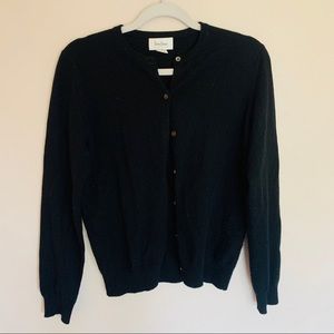 Neiman Marcus cashmere button up black cardigan